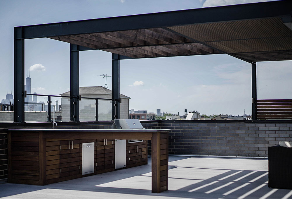 Roof Deck Steel Shade Structure - Chicago Roof Deck + Garden