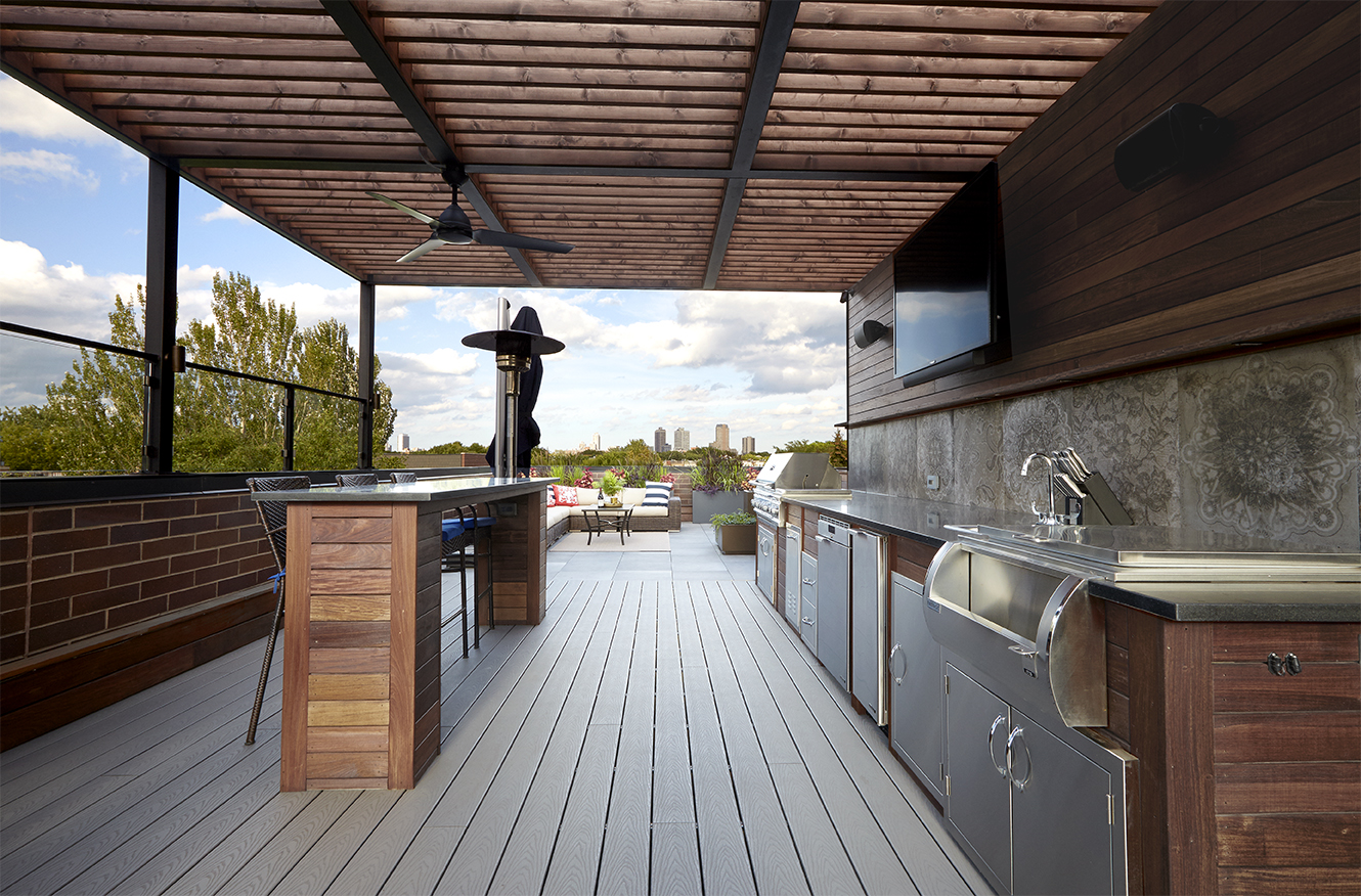 Steel Shade Structure - Chicago Roof Deck + Garden