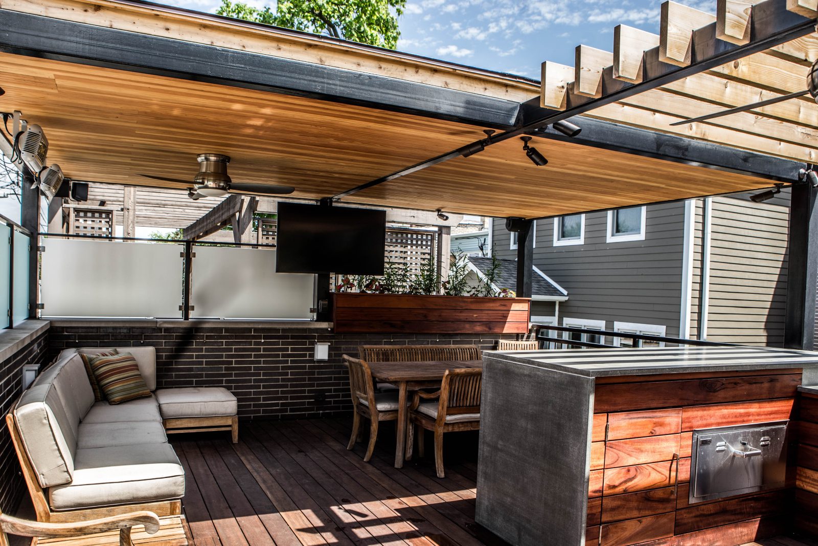 Steel Shade Structure - Chicago Roof Deck + Garden