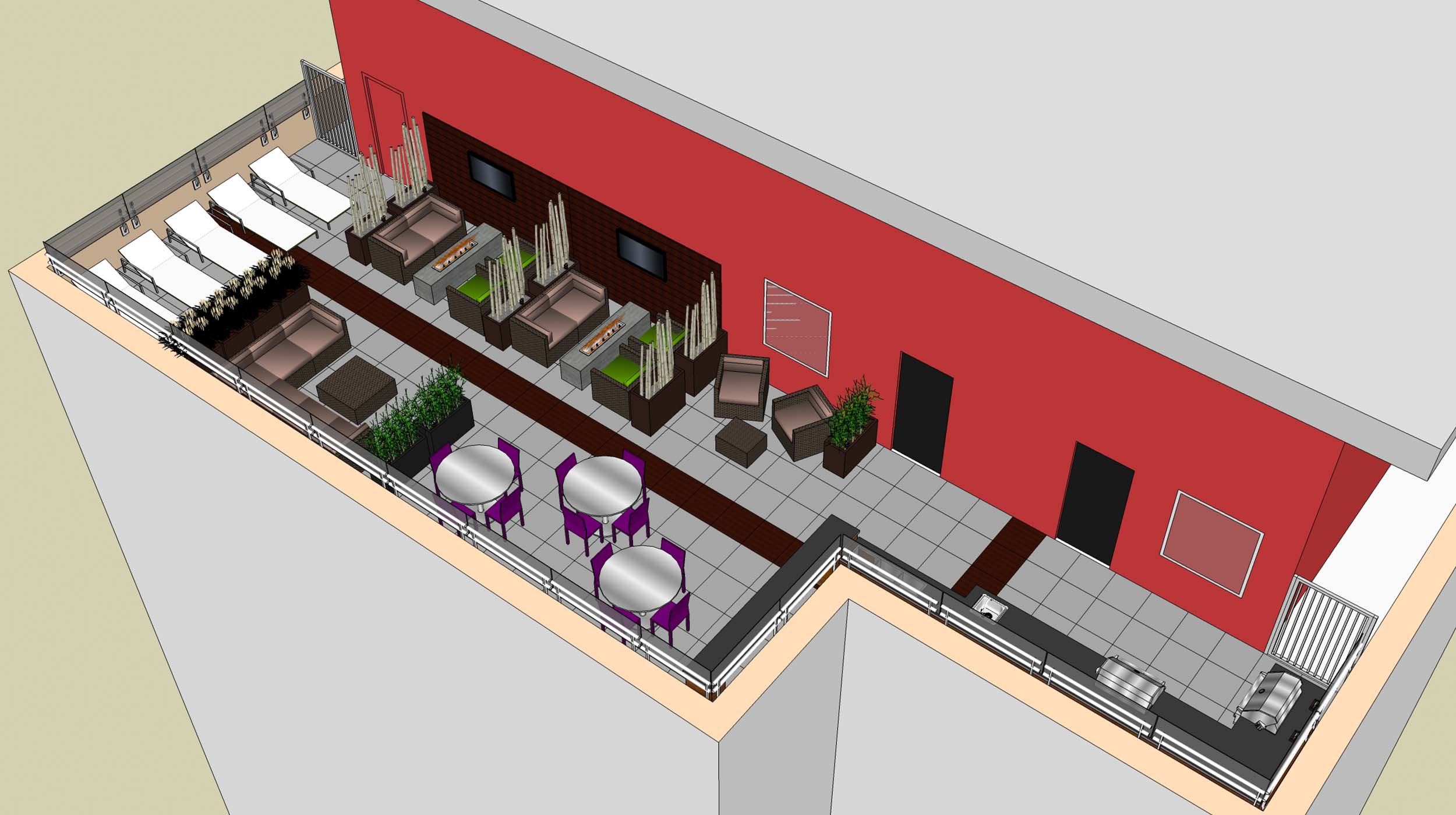 Chicago Roof Deck Schematics 3D Rendering