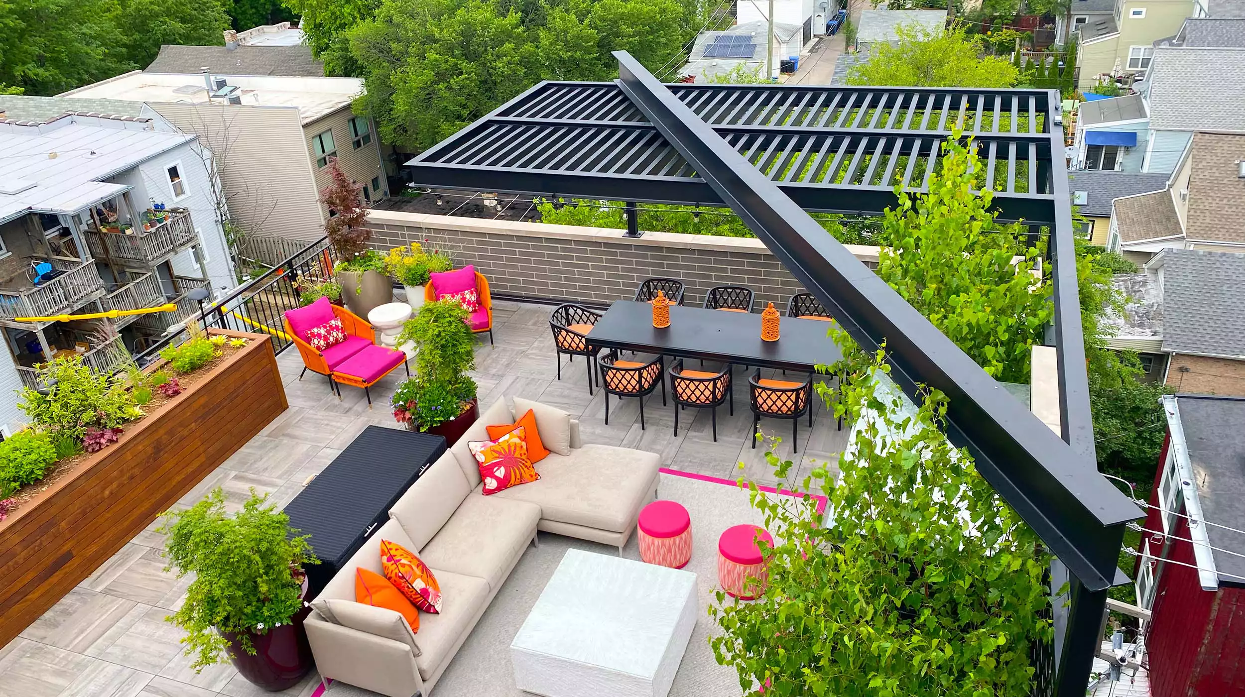 Chicago Roof Deck Floating Steel Shade Structure 