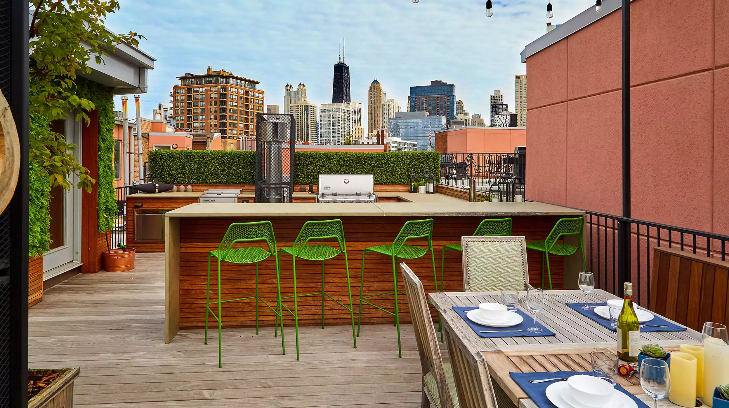 Chicago Roof Deck Projects Concrete Countertops & Shrubs Photo 2