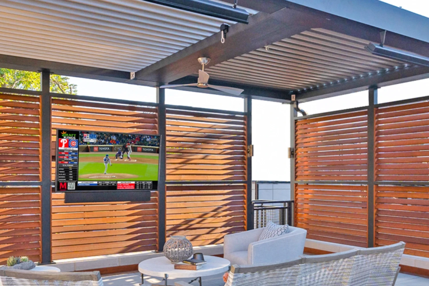 Chicago Roof Deck Pergola Ceiling Fan Photo 4