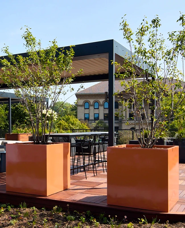 Chicago Roof Deck Team Fiberglass planters 